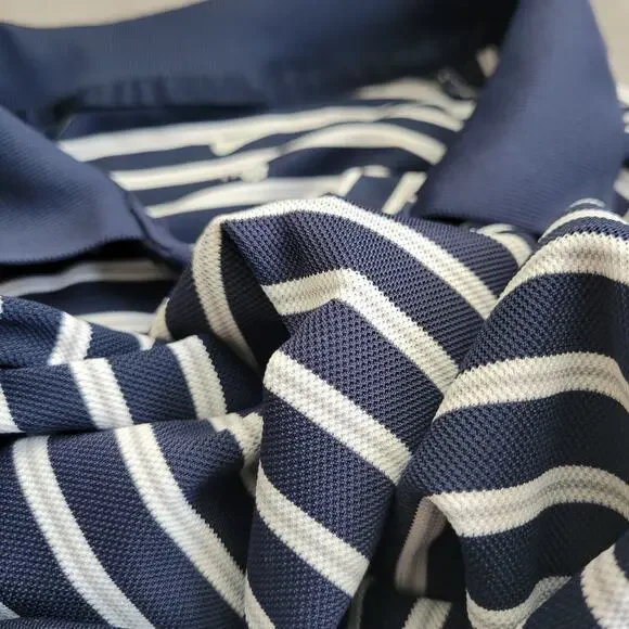 NIKE Shirt Polo Mens XL Blue DriFit Golf Striped Gray White Performance Business - Picture 13 of 14